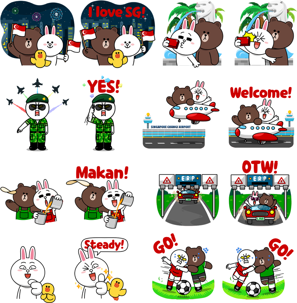 Celebrate National Day With This Free Animated Line - Line Friends Christmas Stickers Clipart (1040x1040), Png Download