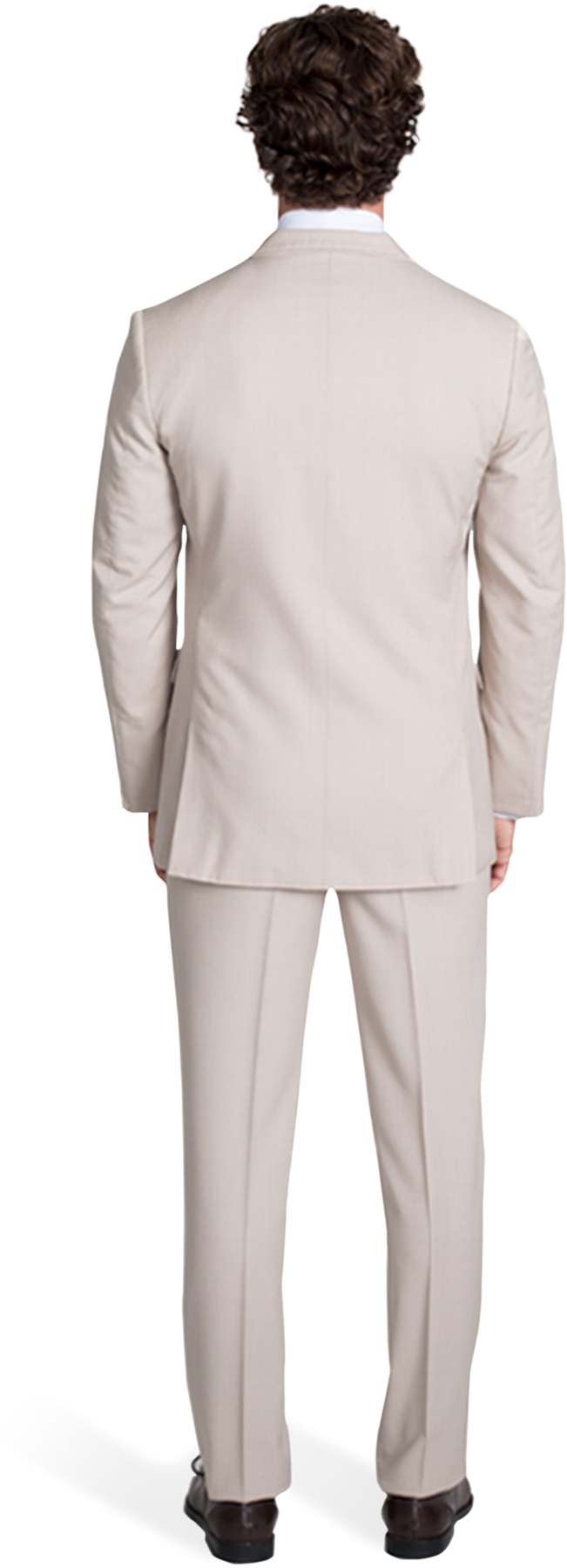 Tan Notch Lapel Suit - Man Png Back Clipart (990x1980), Png Download