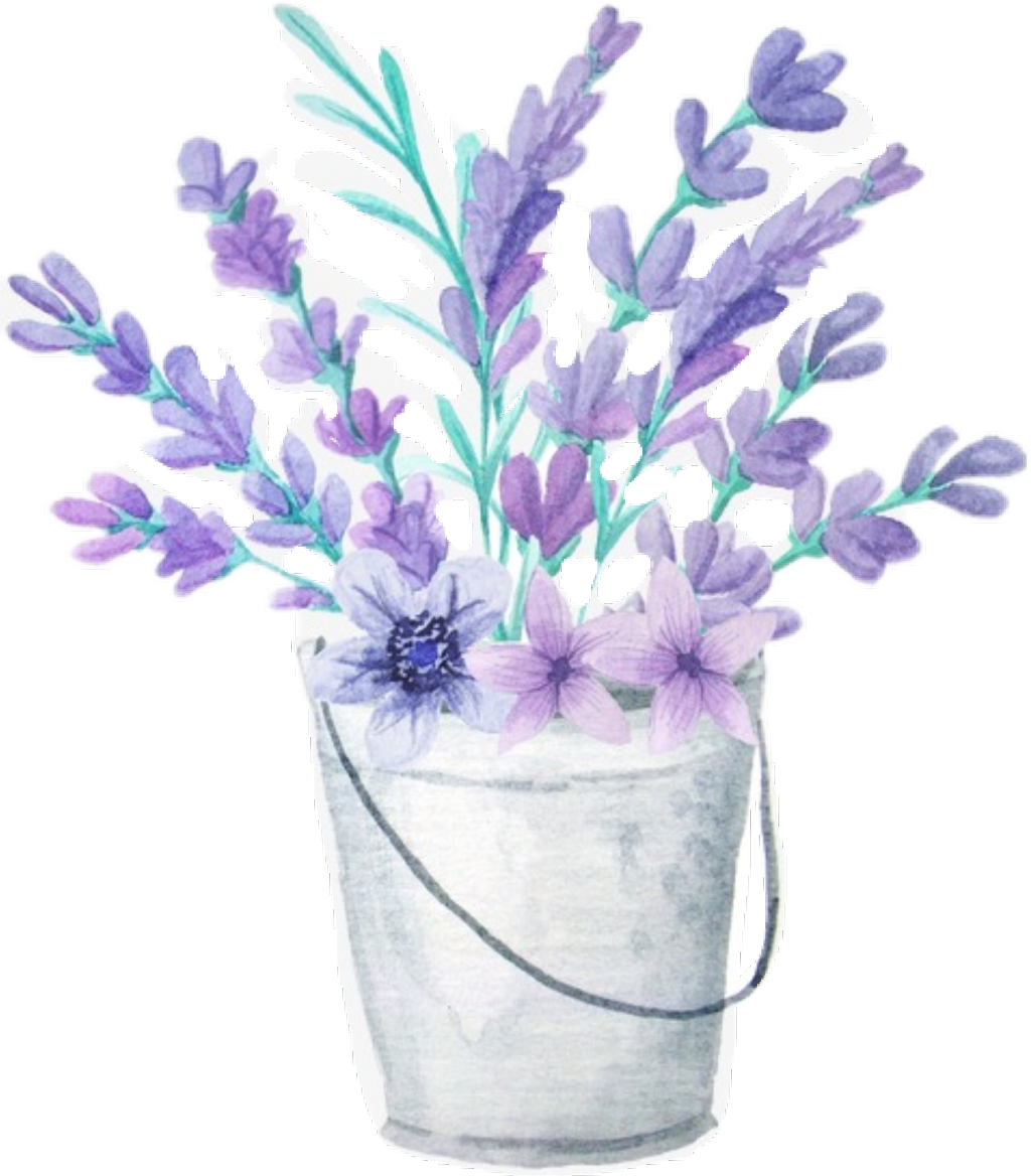 #flowers #bouquet #bucket #lavender - Sticker Of Lavender Clipart (1024x1168), Png Download