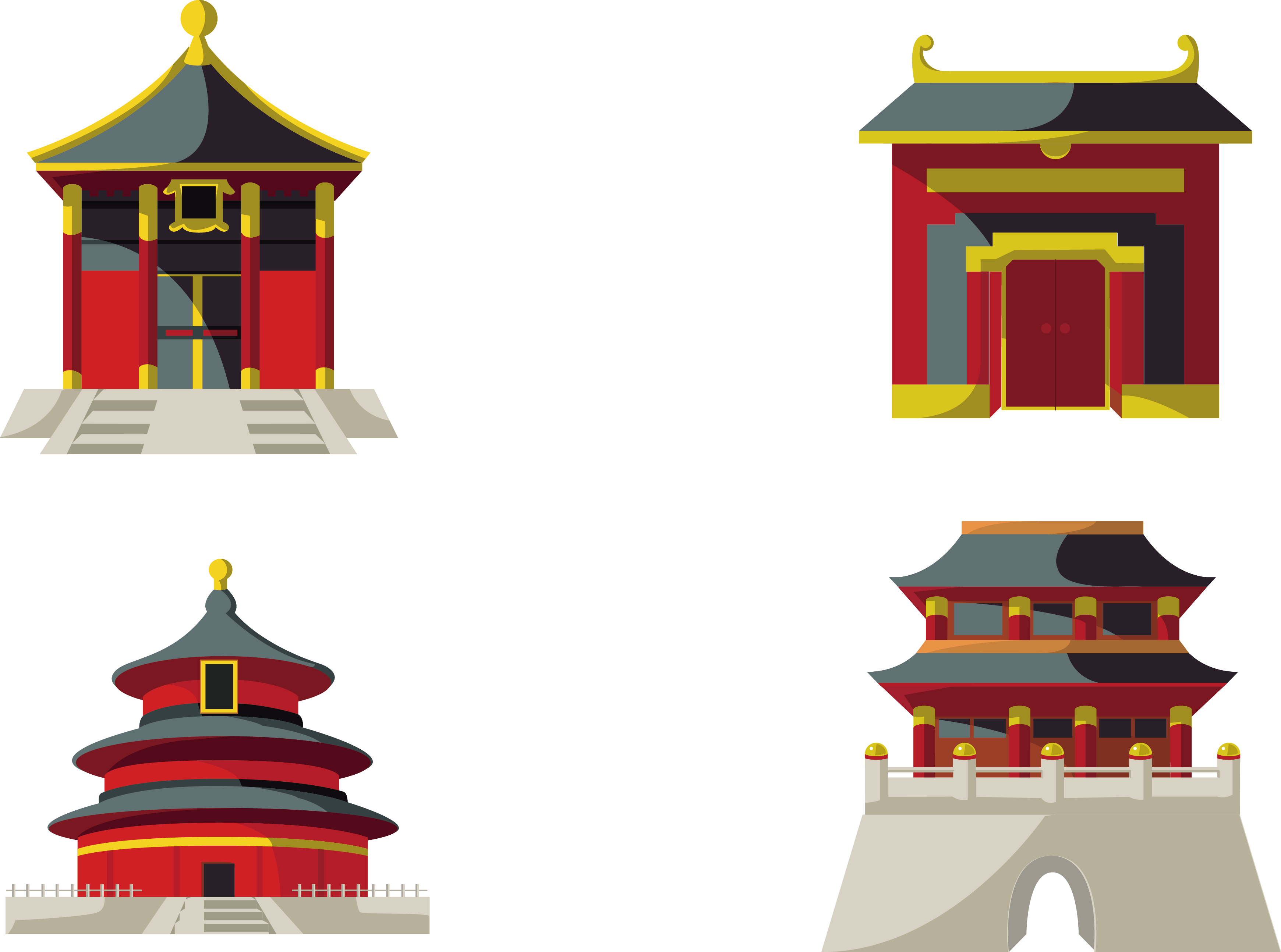 Temple Of Heaven Collection Vector - Temple Of Heaven Clipart (3481x2588), Png Download