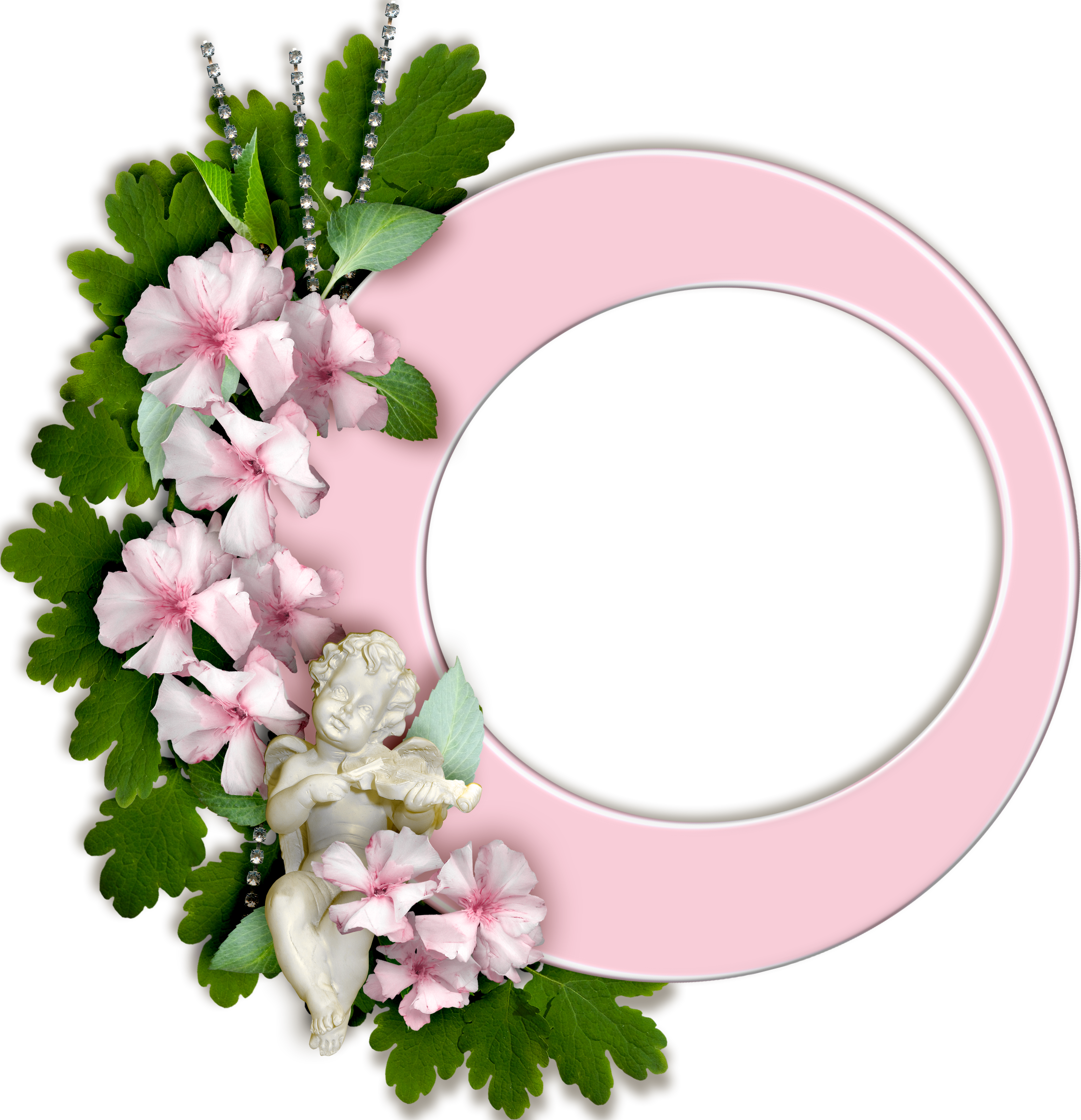 Round Pink Frame With Flowers Birthday Freebies, Cherry - Jasmine Clipart (2199x2278), Png Download