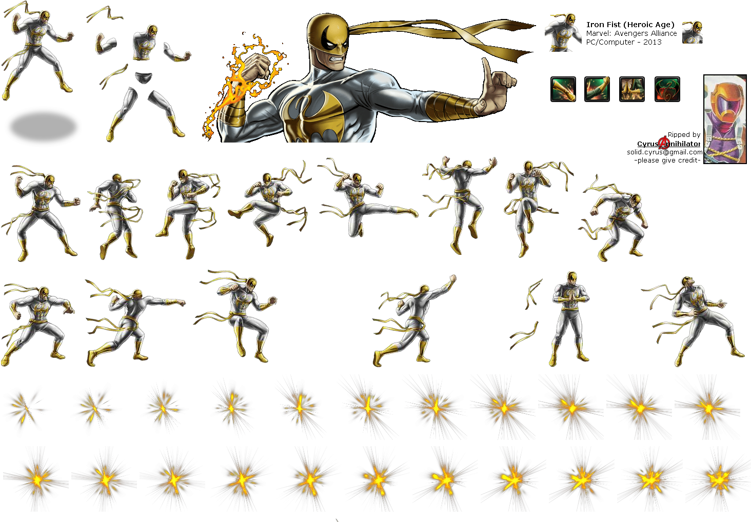Click For Full Sized Image Iron Fist - Marvel Avenger Alliance Sprite Sheet Clipart (1464x1018), Png Download