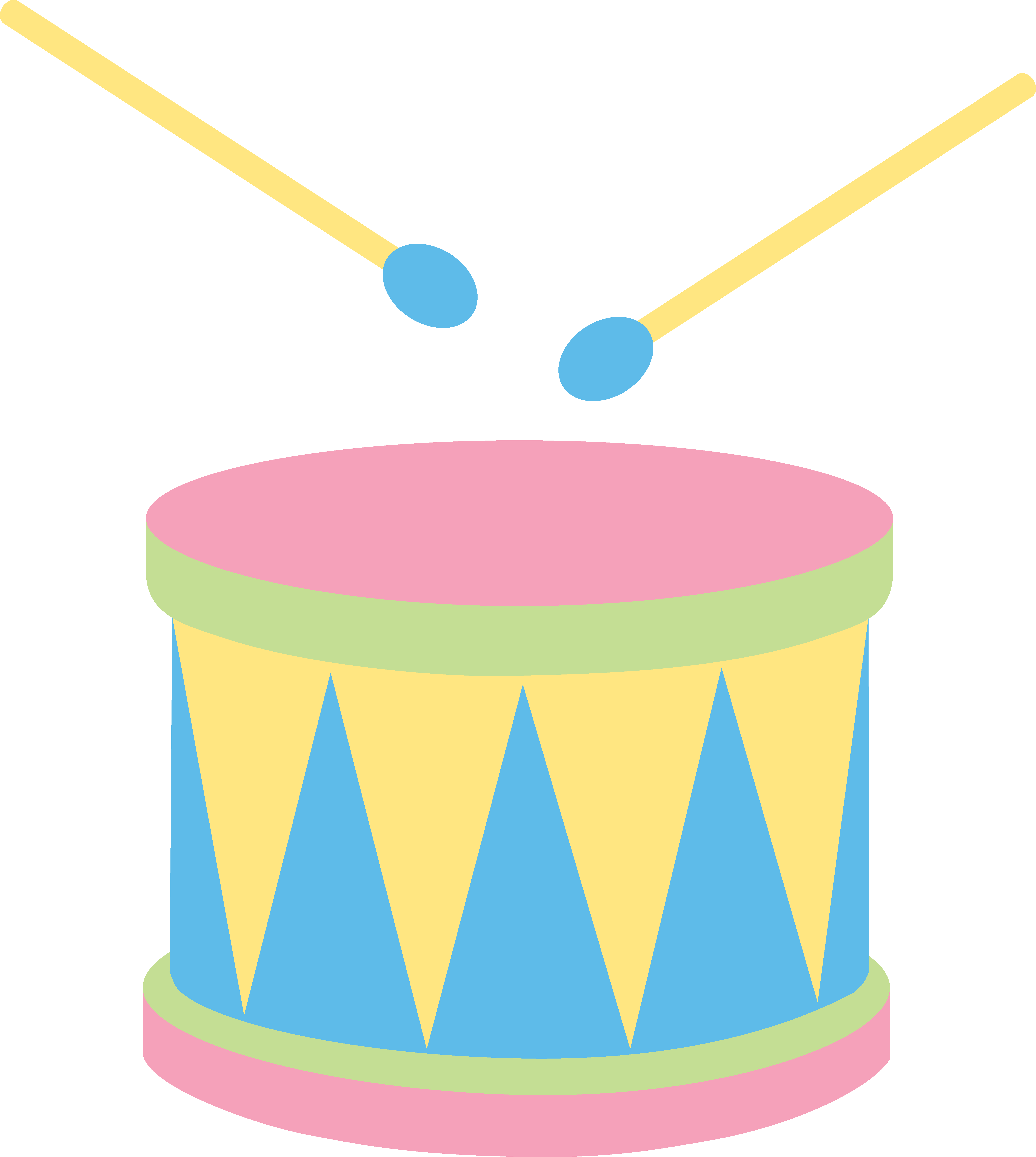 Vector Library Download Pastel Kids Drum Free Clip - Clipart Of Drums - Png Download (5853x6534), Png Download