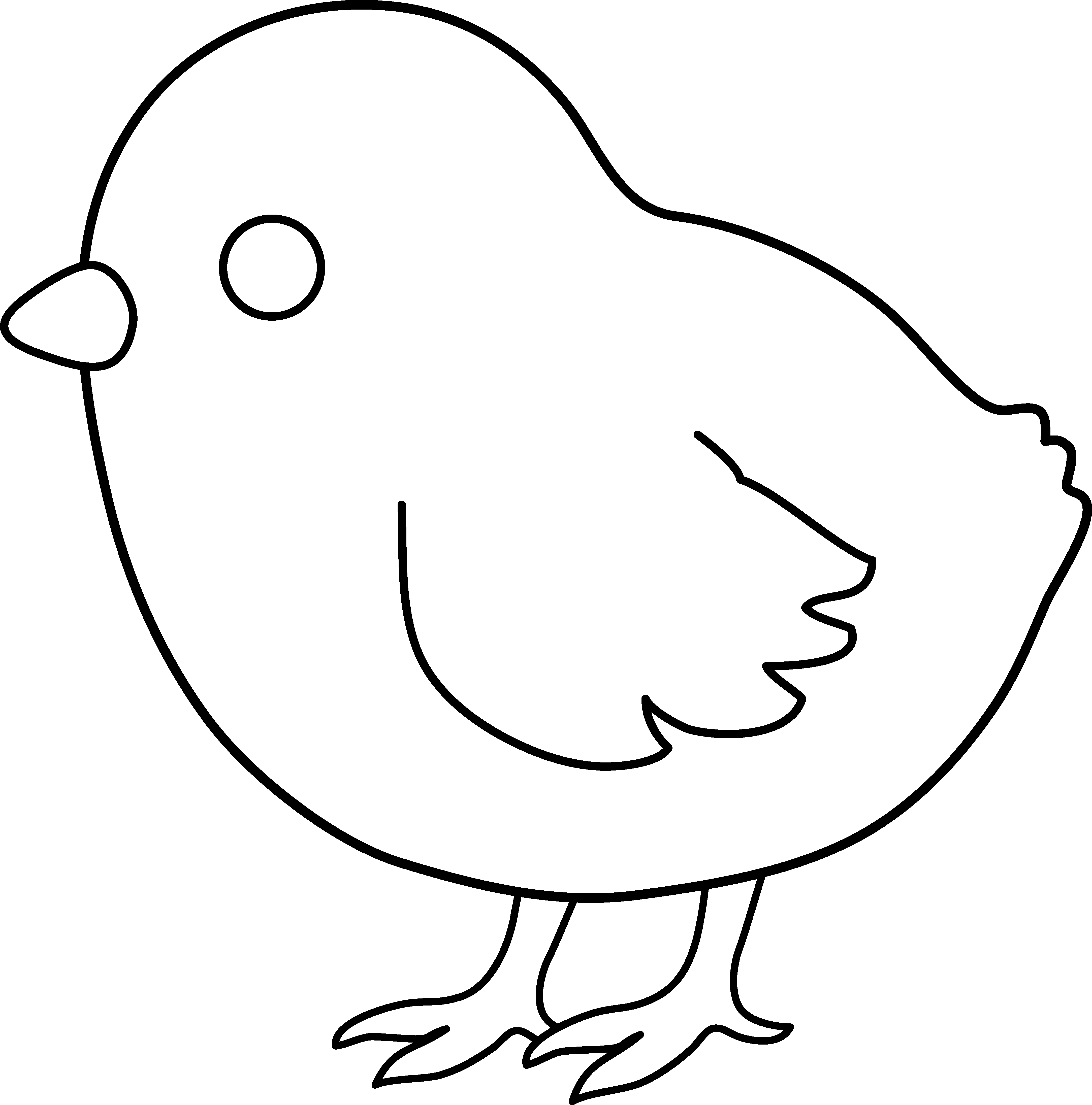 Cute Colorable Baby Chick - Black And White Clip Art Baby Chick - Png Download (4334x4387), Png Download