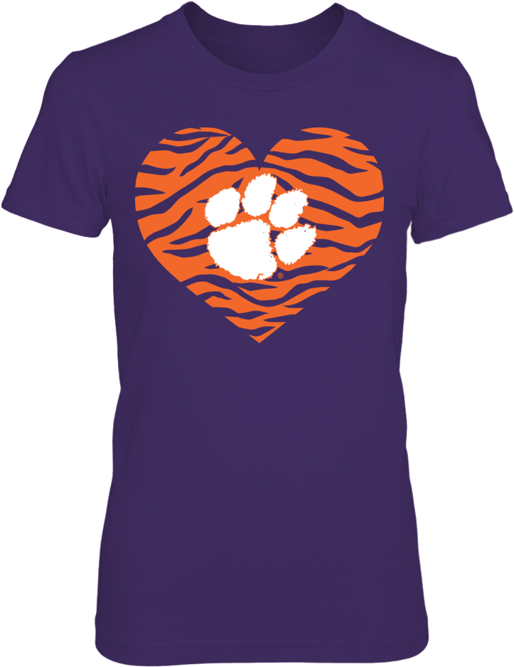 Tiger Stripes Heart Front Picture - Clemson Tigers Football Clipart (1000x1000), Png Download