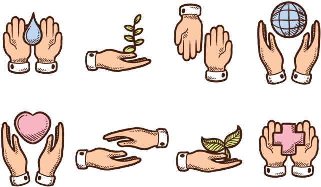 Hand Drawn Healing Hands - Mãos Desenhadas Clipart (742x490), Png Download