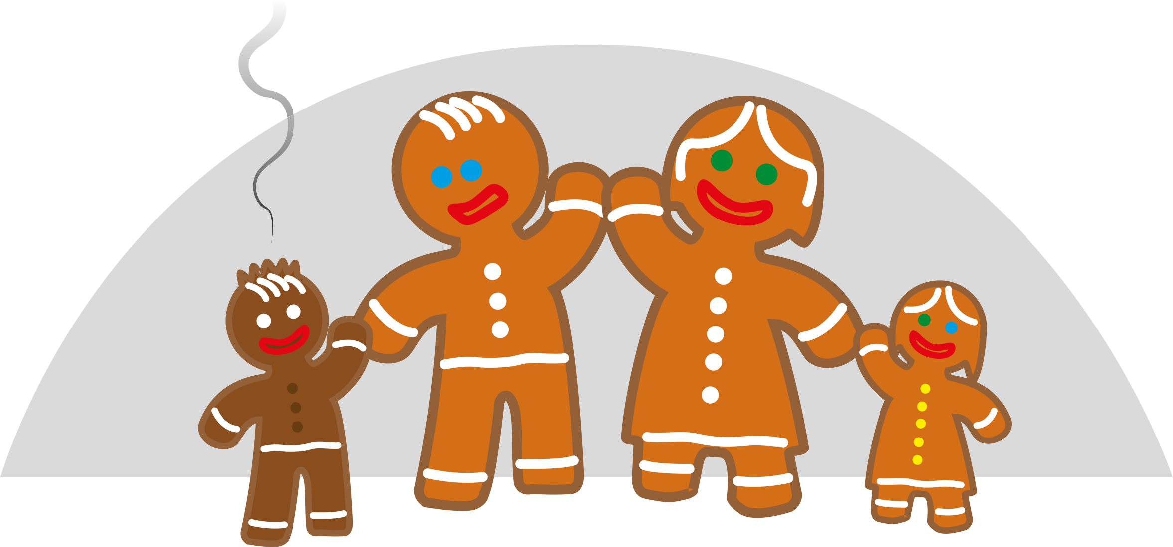 This Free Icons Png Design Of Family Life Of The Gingerbread - Gingerbread Family Clipart Transparent Png (2354x1099), Png Download
