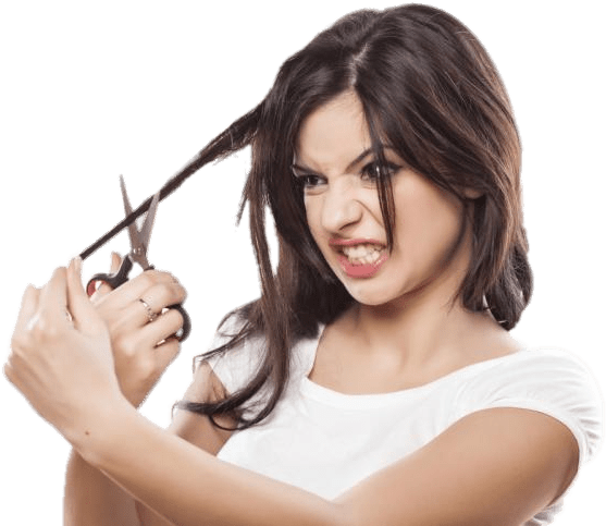 Download - Woman Cutting Her Hair Clipart (750x500), Png Download