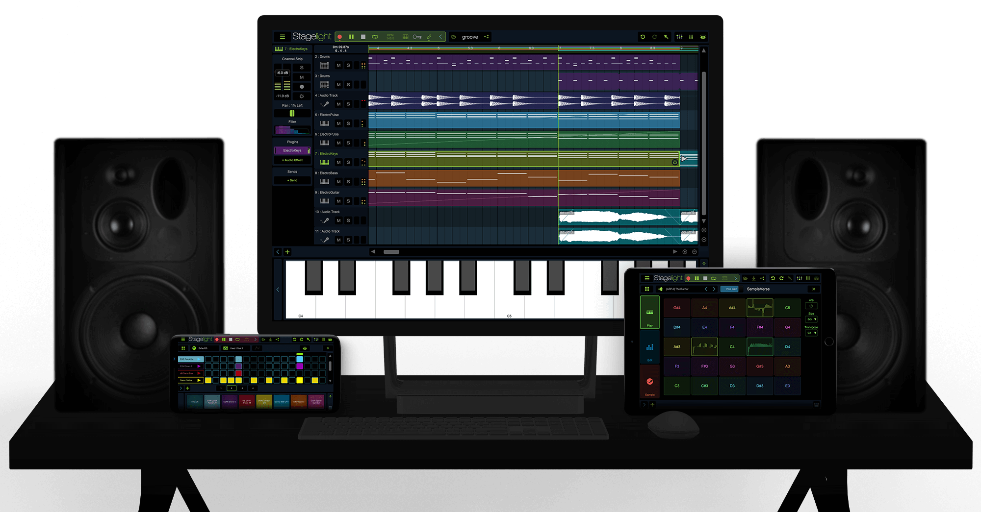 Choose Your Platform To Download Stagelight - Musical Keyboard Clipart (2000x1045), Png Download