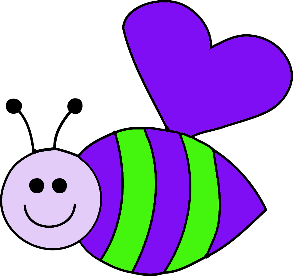 Purple Clipart Bee - Clip Art Free Valentine - Png Download (963x908), Png Download