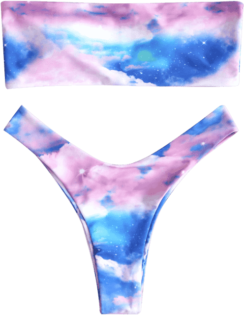 Zaful Starry Sky Bandeau Bikini Set - Underpants Clipart (558x744), Png Download