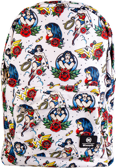 Wonder Woman Tattoo All-over Print Loungefly Backpack - Backpack Clipart (600x600), Png Download