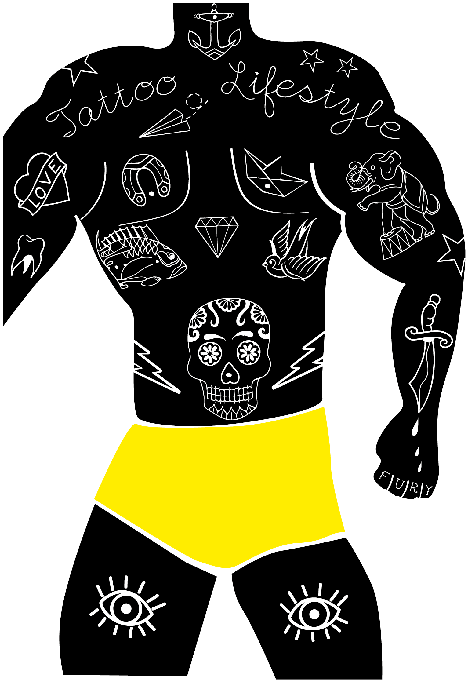 Tattoo Life Style - Swim Brief Clipart (1551x2232), Png Download