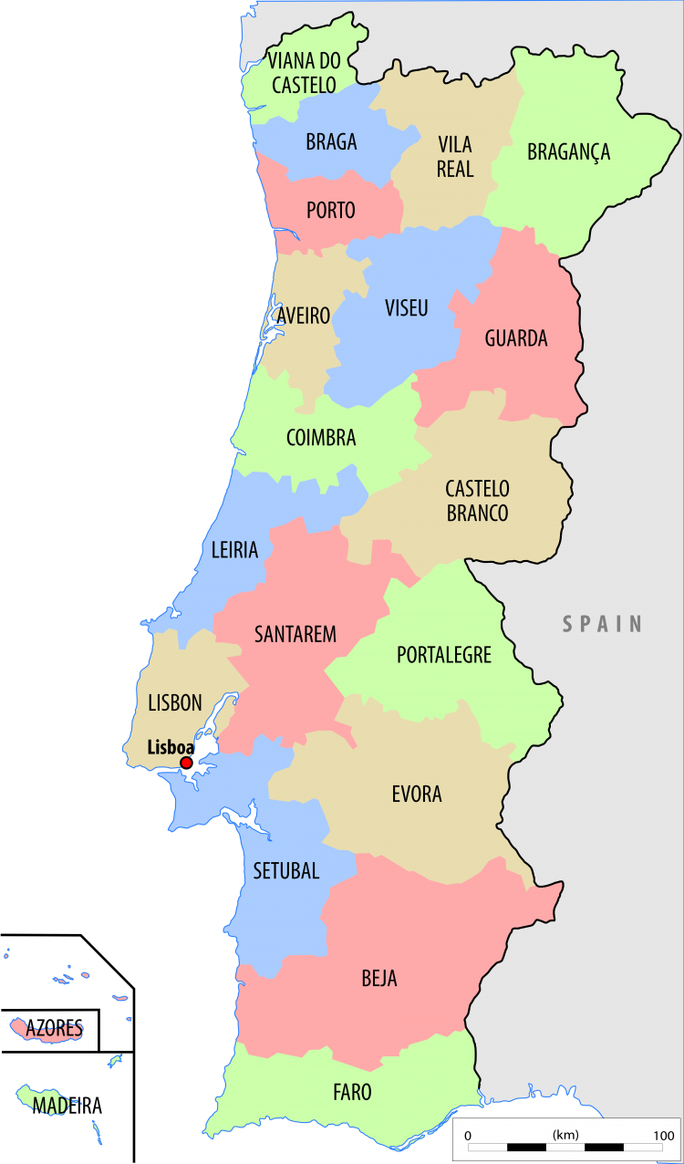 Political Map Of Portugal - Portugal Country Map Clipart (750x1276), Png Download