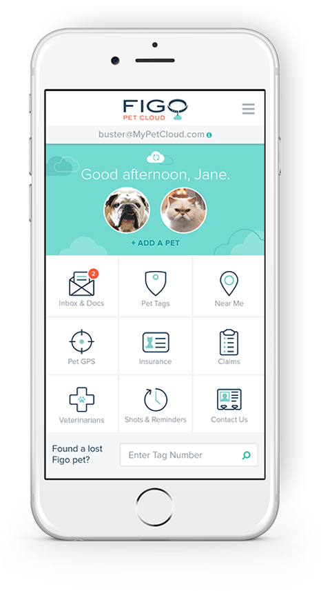 Figo Pet Cloud Mobile App On A White Iphone - Mobile Application Design For Pet Clipart (466x857), Png Download