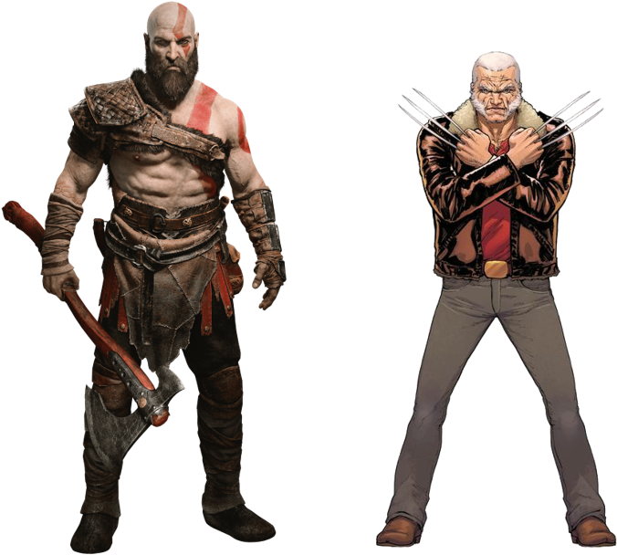 Kratos Vs Wolverine - Old Man Logan Marvel Now Clipart (728x625), Png Download