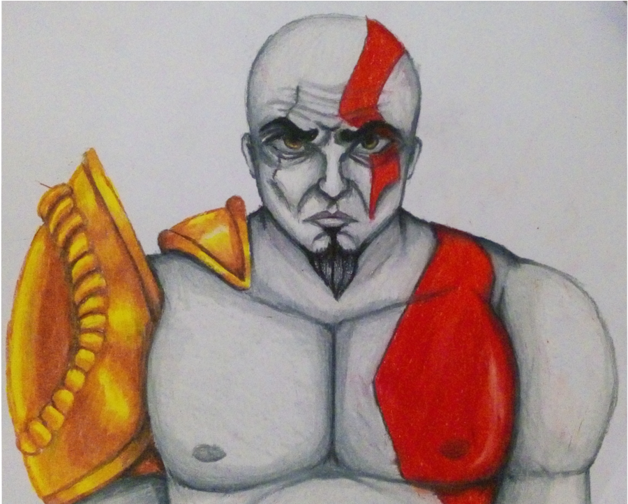 Kratos God Of War [traditional Art] - Sketch Clipart (1279x721), Png Download
