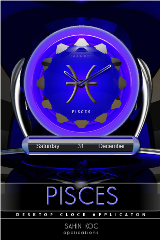 Pisces Beautiful Clock Widget Zodiac Theme For Android - Digital Clock Clipart (800x480), Png Download