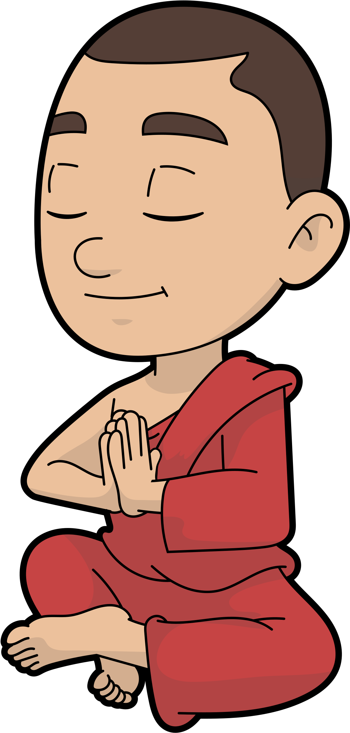 Cartoon Buddhist Monk In Meditation - Transparent Cartoon Buddha Png Clipart (543x768), Png Download