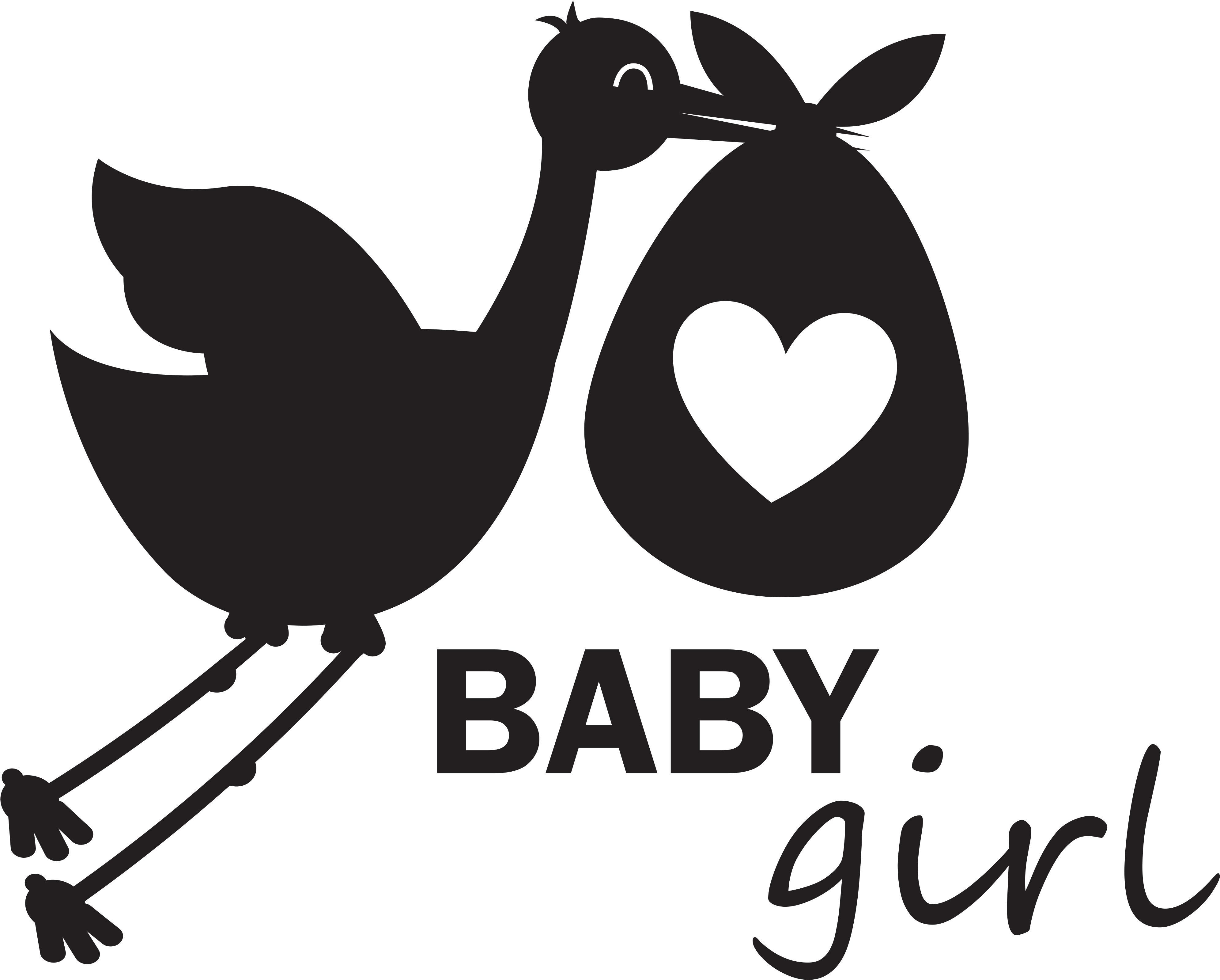 Stork Babygirl - Baby Girl Stork Png Clipart (4000x3211), Png Download