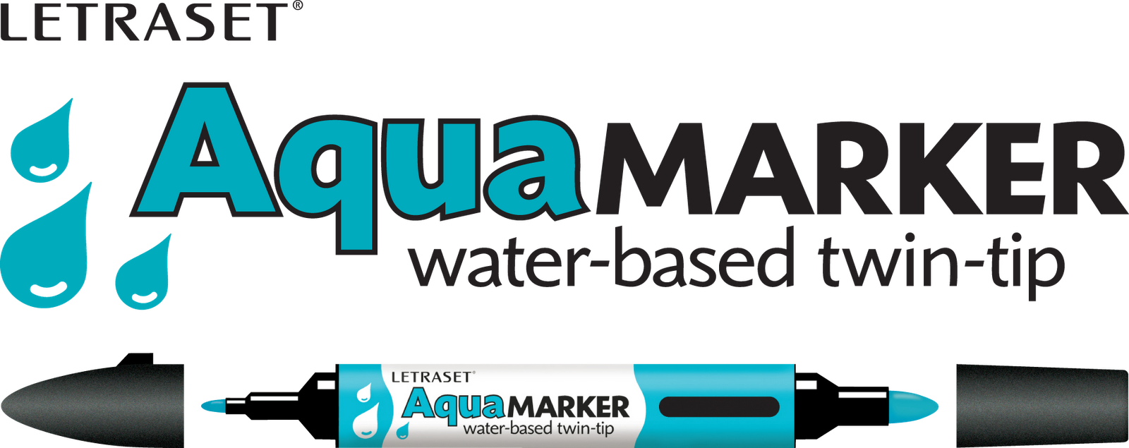Aquamarker Wtt Pen Logo - Letraset Aqua Markers Clipart (1600x635), Png Download