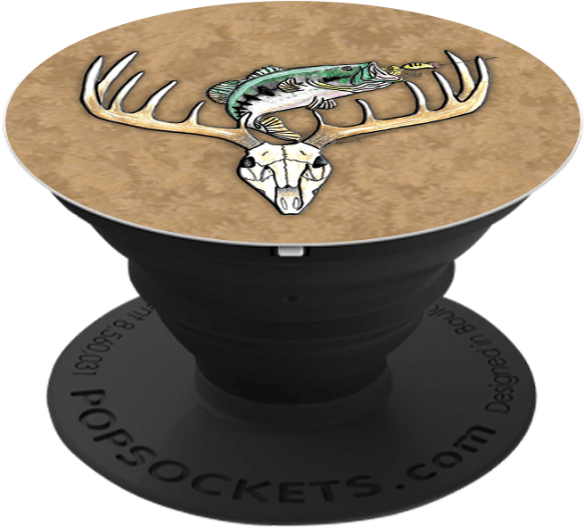 Jumping Bass Over Antlers Deer Skull Popsocket - Twist Popsocket Clipart (800x800), Png Download