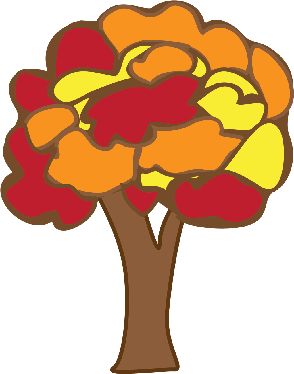 Block Colored Autumn Tree - Tree Doodle * Png Clipart (1153x1311), Png Download