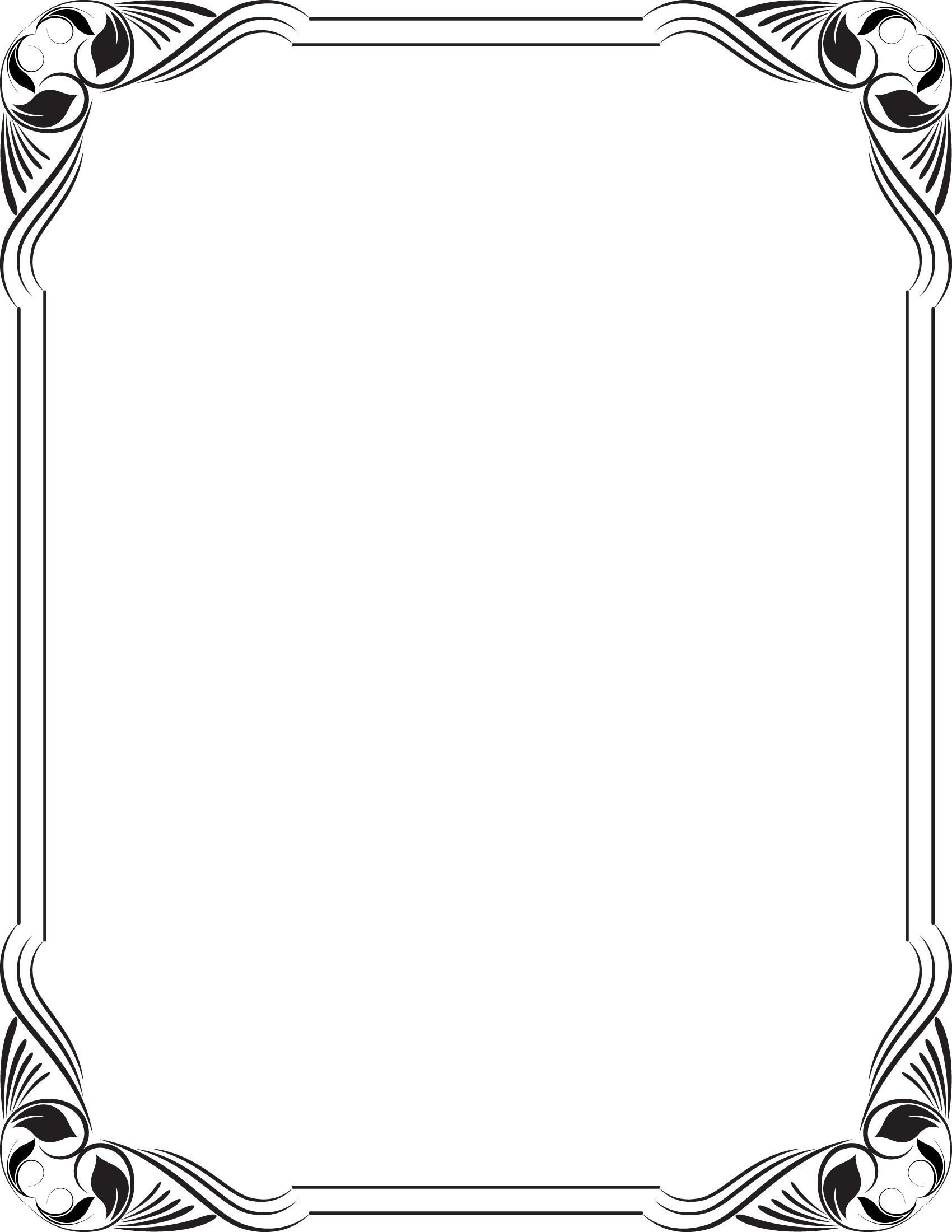 Stencil Simple Borders, Cute Borders, Borders For Paper, - Borders Design Black And White Png Clipart (1700x2200), Png Download
