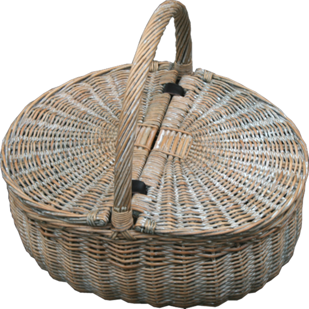 Full Buff Willow In A Wash Finish, Double Lidded Basket - Picnic Basket Clipart (1000x998), Png Download
