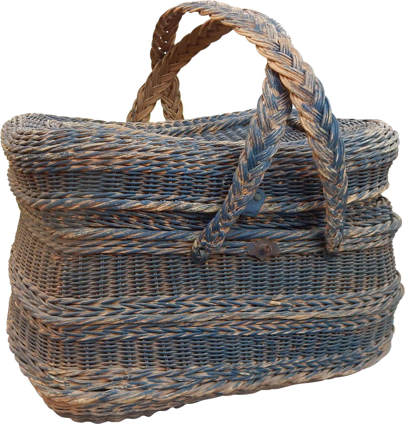 Large Handwoven Vintage French Picnic Basket - Storage Basket Clipart (1636x1636), Png Download