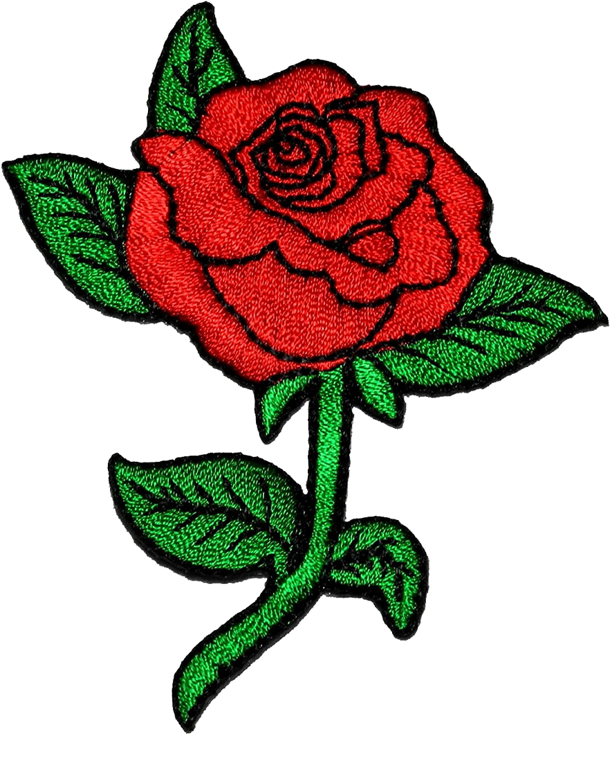 Redrose Rose Red Flower Patch Embroidery Ftestickers Clipart (882x1112), Png Download