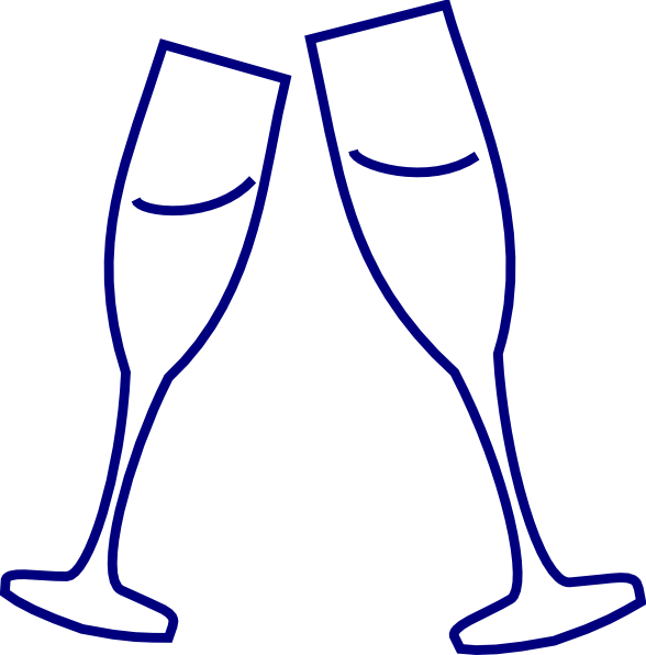 Blue Clip Art At Clker Com Vector - Champagne Glass Clipart Black And White - Png Download (588x596), Png Download