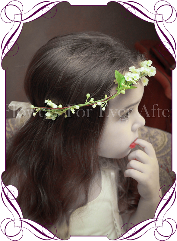 Silk Artificial White Boho Rustic Wedding Flowergirl - Headpiece Clipart (587x801), Png Download