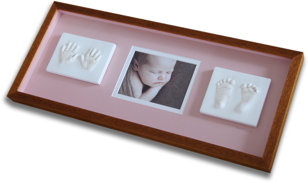 Baby Girl Framed Hands And Feet Impression With Photo - Picture Frame Clipart (1024x606), Png Download