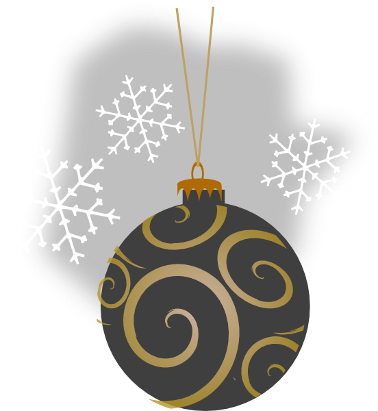 How To Set Use Gray Decorative Ornament Icon Png - Black And Gold Christmas Ornament Clipart Transparent Png (552x600), Png Download