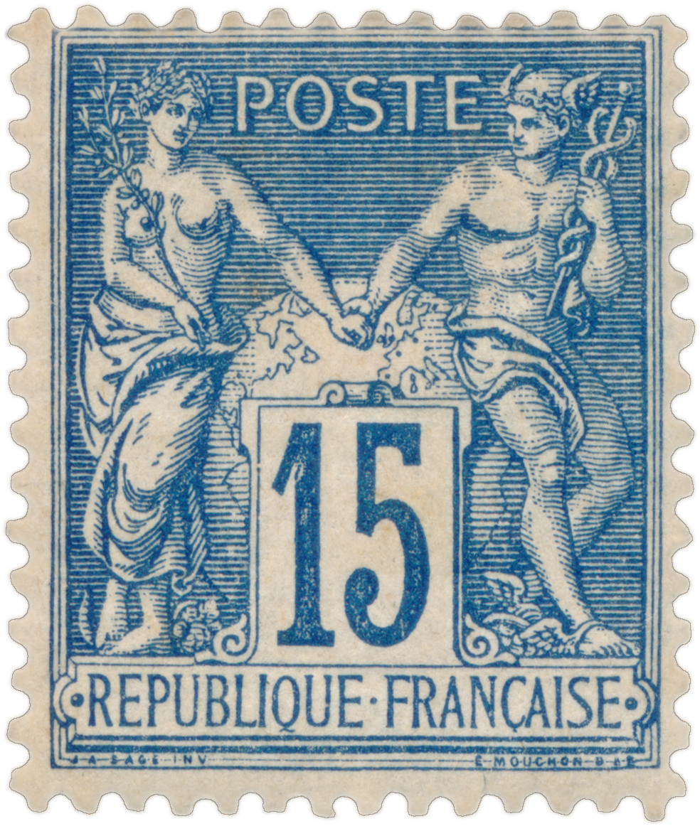 Type Sage - Old French Stamps Clipart (1018x1196), Png Download