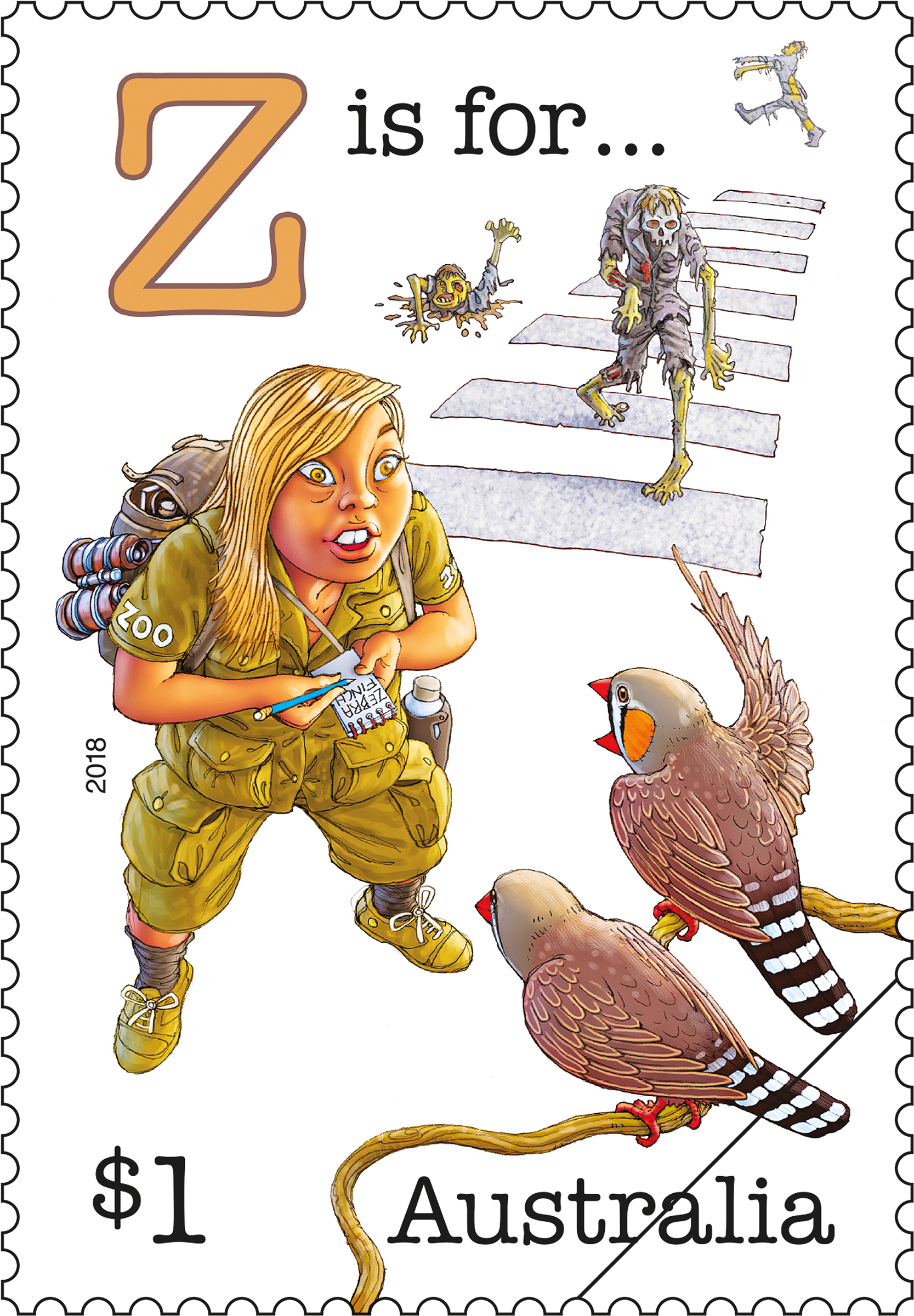 Fair Dinkum Aussie Alphabet Part 4 Z Stamp - 2018 Postage Stamps Australia Clipart (2400x2400), Png Download