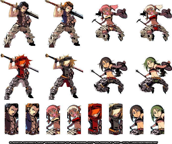 Gladiator - Http - //spritedatabase - - Etrian Odyssey - Etrian Odyssey 3 Character Sprites Clipart (693x581), Png Download