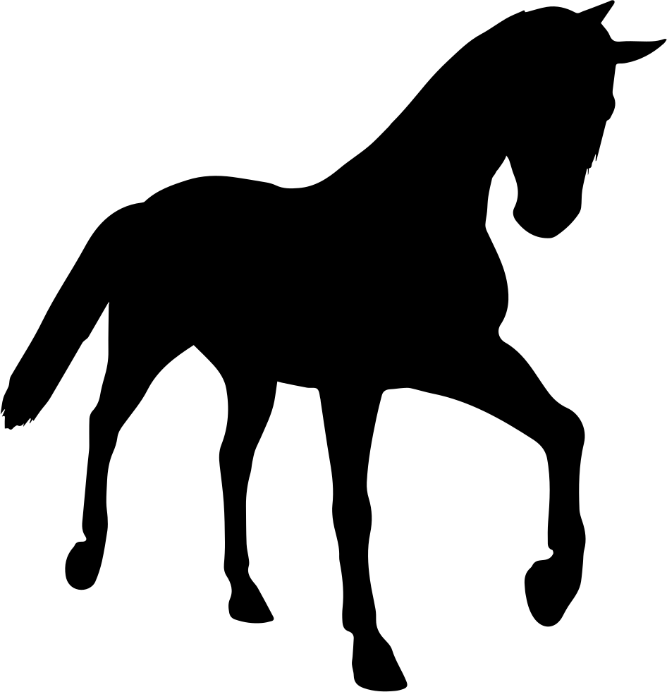 Horse Young Black Silhouette In Perspective Comments - Perspective And Silhouette Clipart (946x981), Png Download
