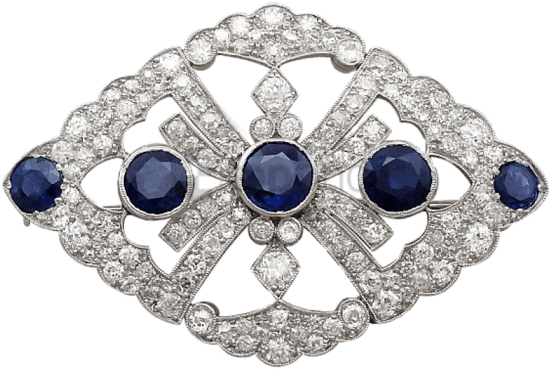 Free Png Brooch With Sapphire And Diamond Png Image - White Gold Diamond Brooch Clipart (850x638), Png Download