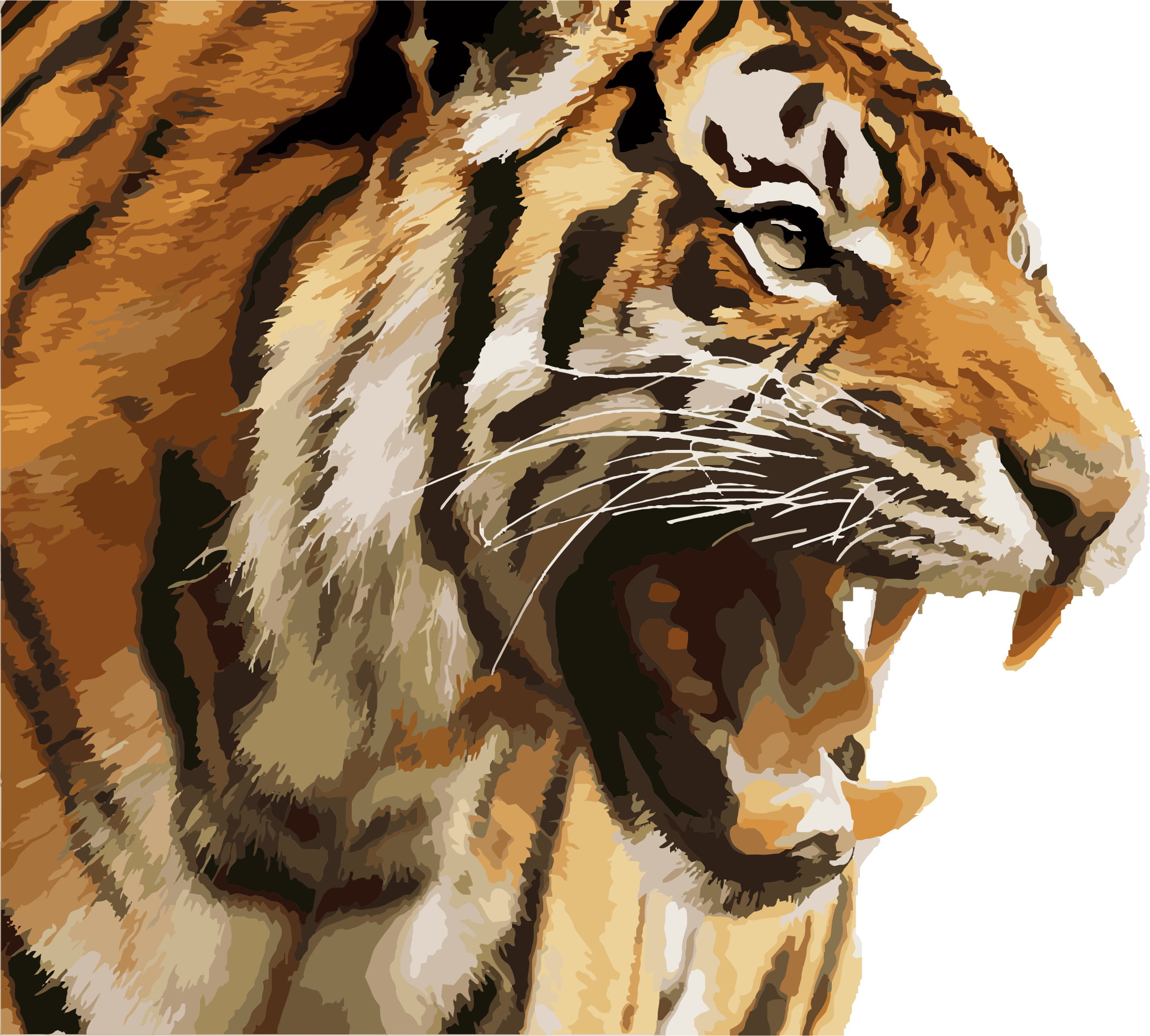 Big Image - Angry Tiger Face Png Clipart (2338x2106), Png Download