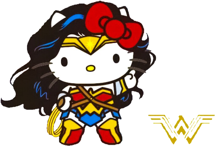 Wonder Kitty - Cute Wonder Woman Hello Kitty Clipart (750x1334), Png Download