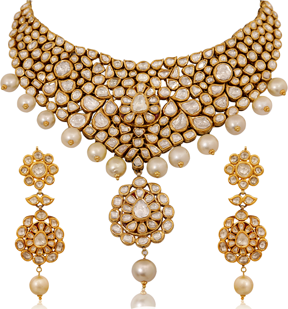 Elegant Kundan Choker Necklace - Necklace Clipart (933x1001), Png Download