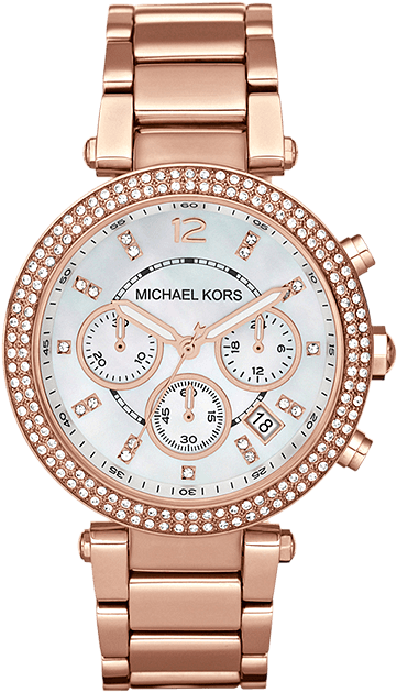 Michael Kors Parker - Michael Kors Rose Gold Watch Clipart (640x640), Png Download