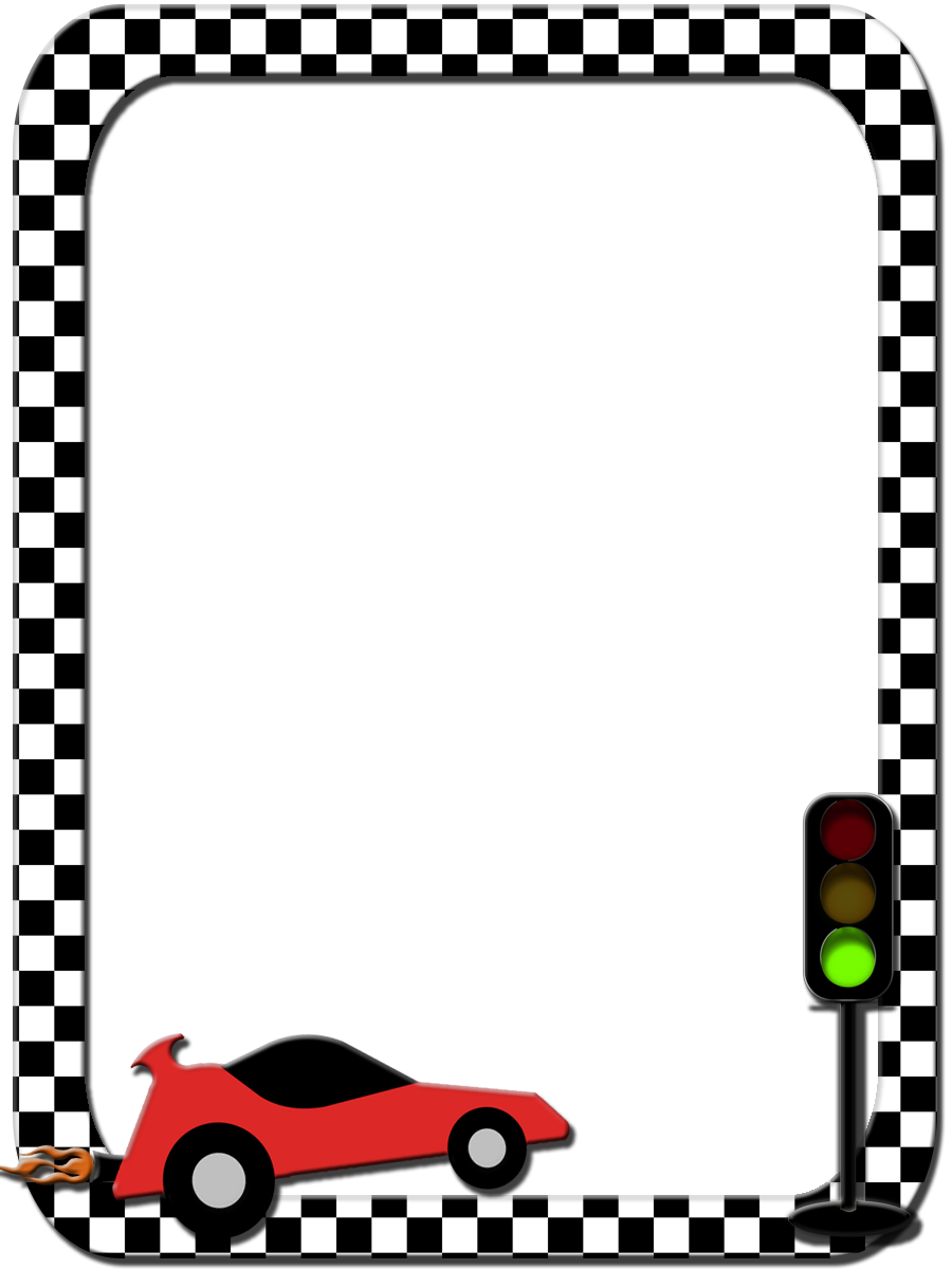 Race Car Checkered Flag Border 246391 - Black And White Checkered Border Png Clipart (900x1200), Png Download