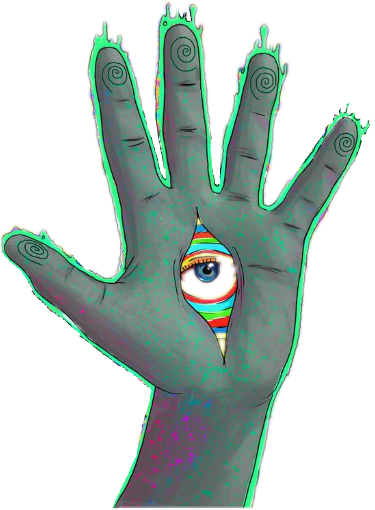 Trippy Aesthetic Girl Drawing Pictures And Ideas On - Trippy Hand Clipart (1316x1786), Png Download