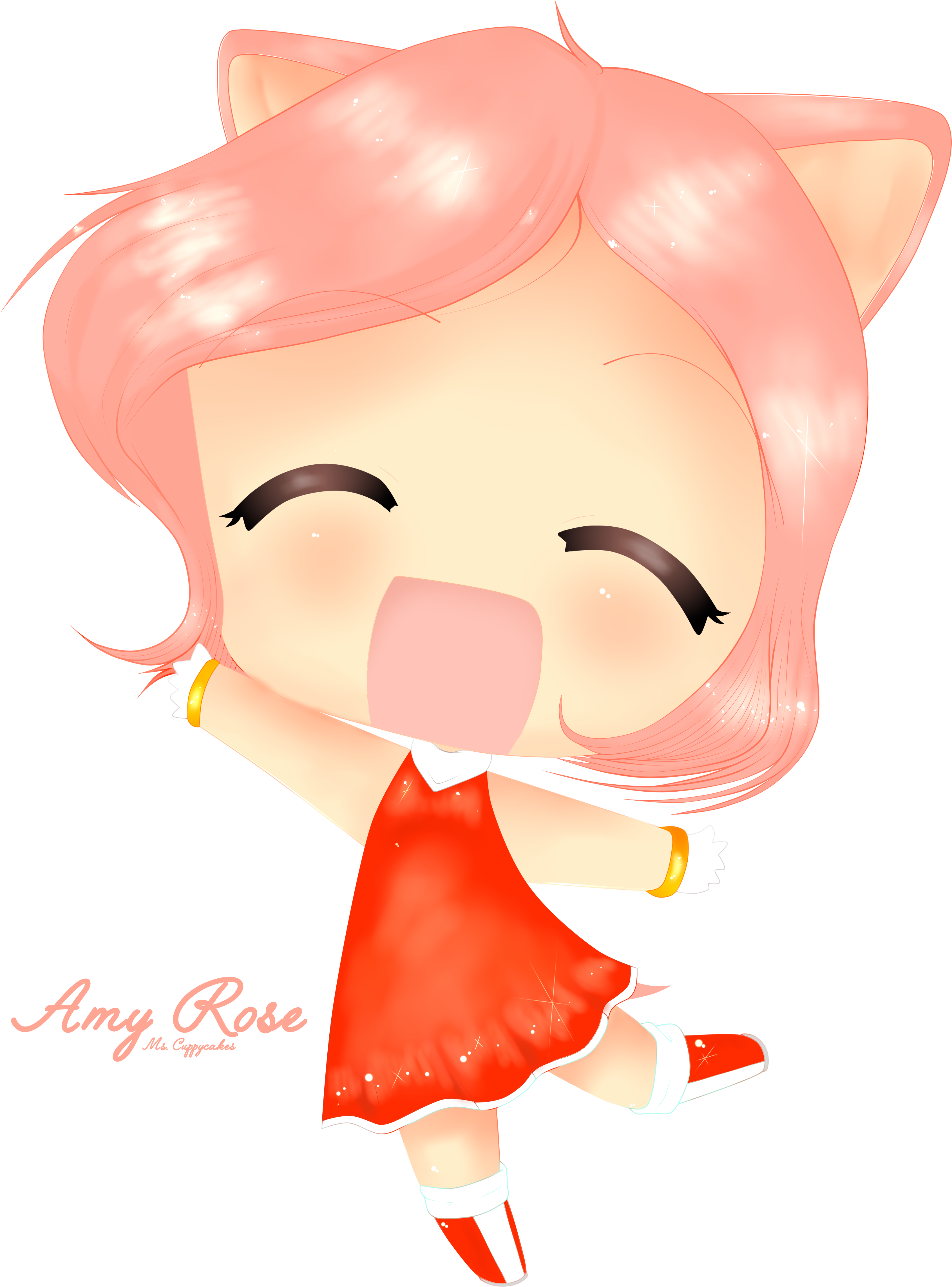 Amy Rose Neko - Cartoon Clipart (3382x4570), Png Download