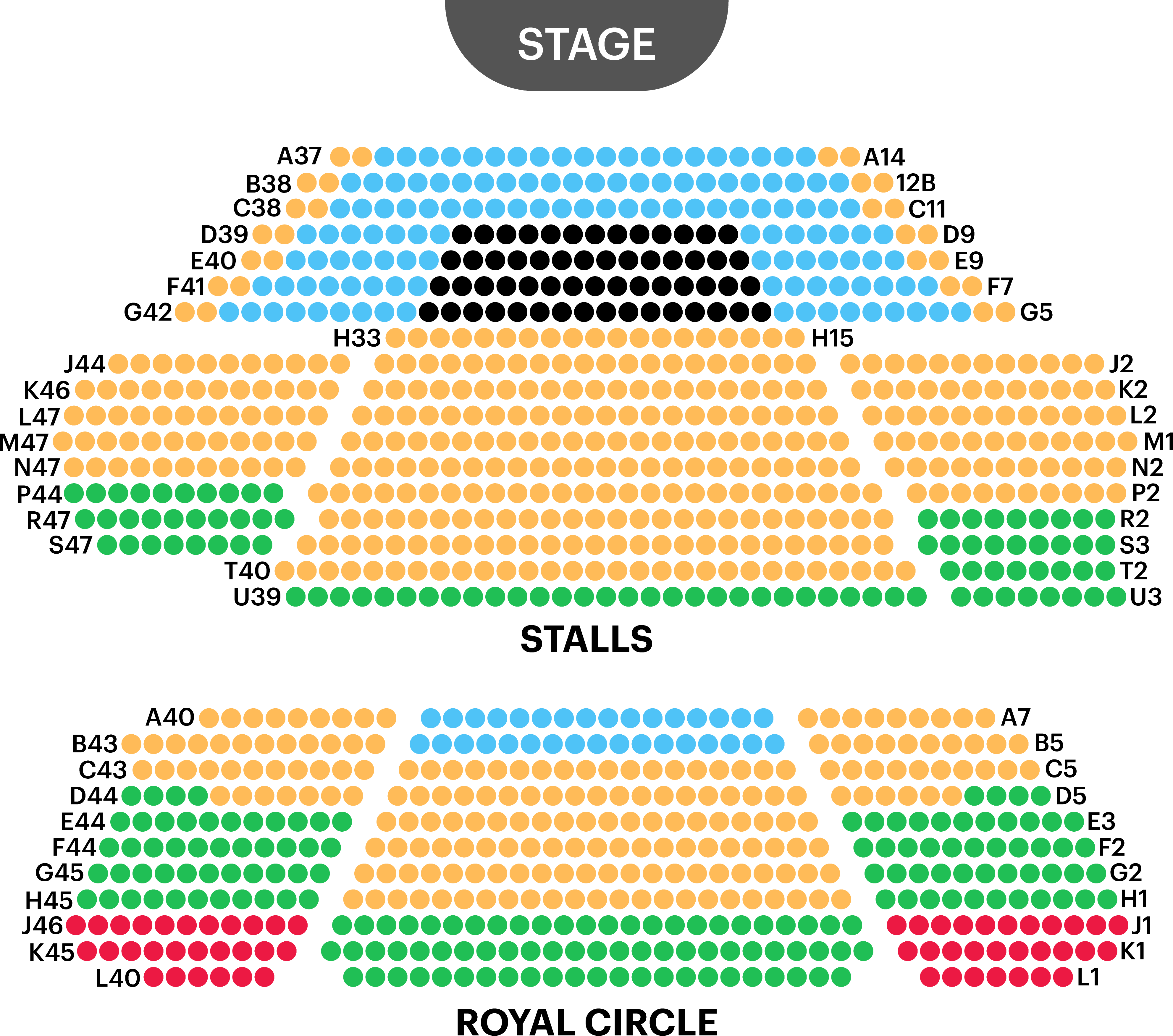 Prince Of Wales Theatre Seating Map - Prince Of Wales Theatre Seating Plan Clipart (4020x3615), Png Download