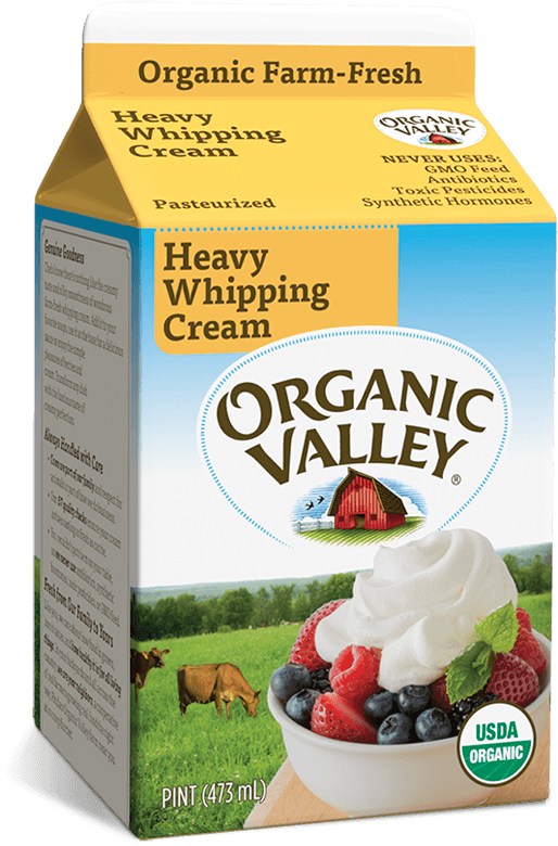 Heavy Whipping Cream, Pasteurized, Pint - Organic Valley Heavy Cream Clipart (514x780), Png Download