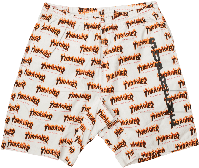 Supreme , Png Download - White Supreme Thrasher Shorts Clipart (657x553), Png Download
